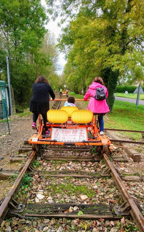 The Vélorail de Thiviers — a unique rail bike adventure through the Périgord Vert, near Beaux Souvenirs
